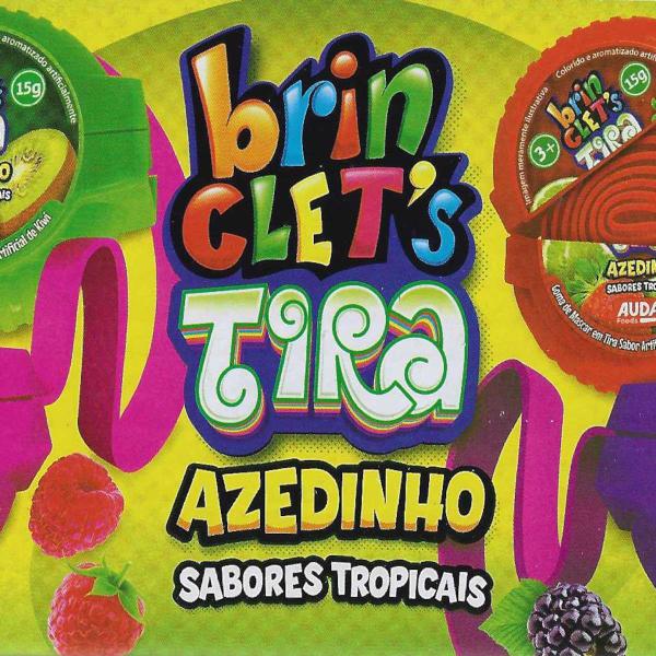 Imagem de Goma de Mascar Tira Azedinho Sabores Tropicais Brinclets