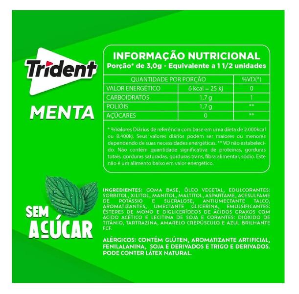 Imagem de Goma de mascar Trident Menta emb econ display com 12 uni de 25,2g - Mondelez