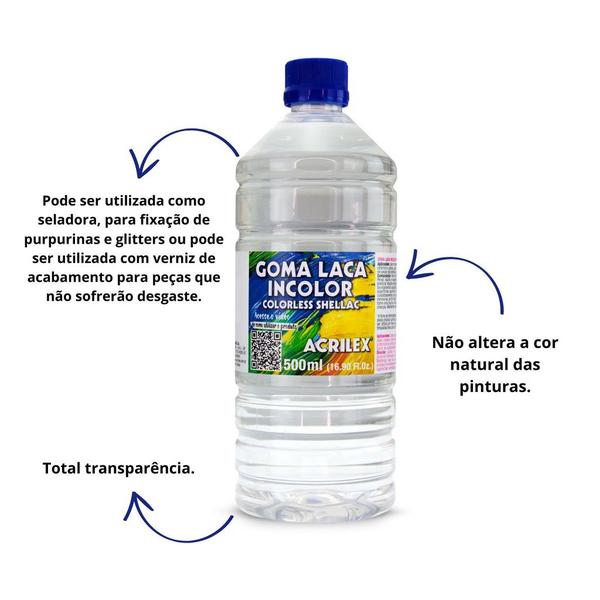 Imagem de Goma Laca Incolor 500ml Impermeabilizante Multiuso - Acrilex