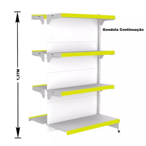 Imagem de Gondola Centro 137 Fit Ate 2 Metros 1 Ponta Branco 20b Pe Amarelo