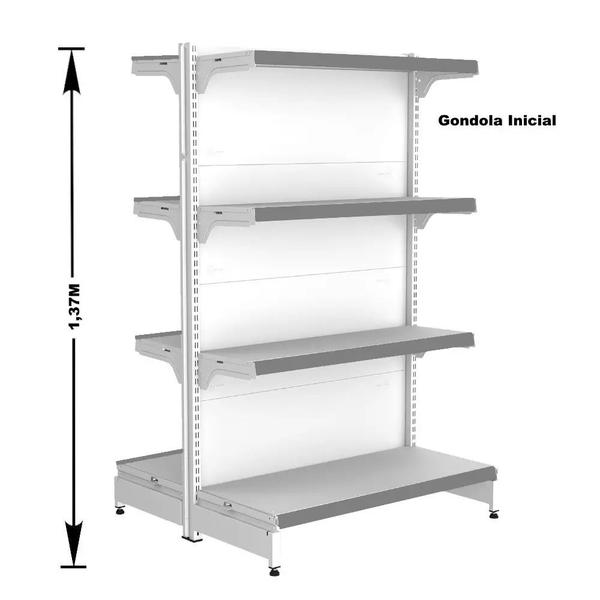 Imagem de Gondola Centro 137 Fit Ate 3 Metros 1 Ponta Branco 28b Pe Cinza