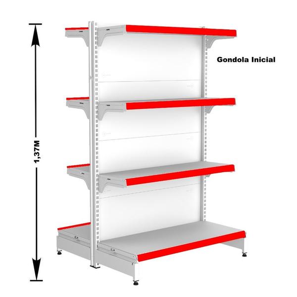 Imagem de Gondola Centro 137 Fit Ate 3 Metros 1 Ponta Branco 28b Pe Vermelho