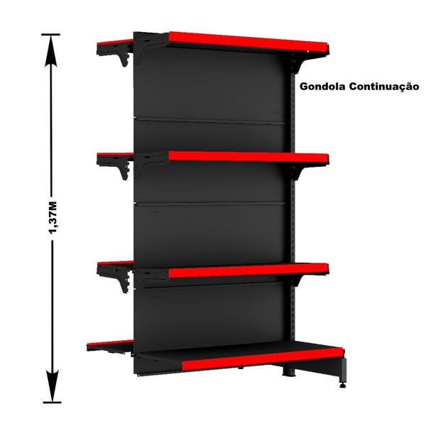 Imagem de Gondola Centro 137 Fit Ate 3 Metros 1 Ponta Preto 28b Pe Vermelho