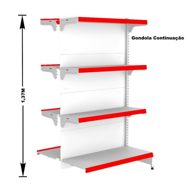 Imagem de Gondola Centro 137 Fit Ate 4 Metros 1 Ponta Branco 36b Pe Vermelho