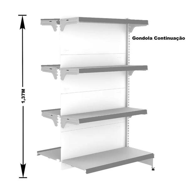 Imagem de Gondola Centro 137 Fit Ate 4 Metros 2 Ponta Branco 40b Pe Cinza