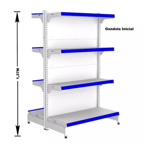 Imagem de Gondola Centro 137 Fit Ate 5 Metros 2 Ponta Branco 48b Pe Azul