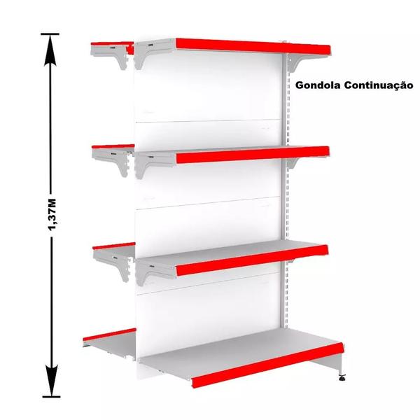 Imagem de Gondola Centro 137 Fit Ate 5 Metros 2 Ponta Branco 48b Pe Vermelho