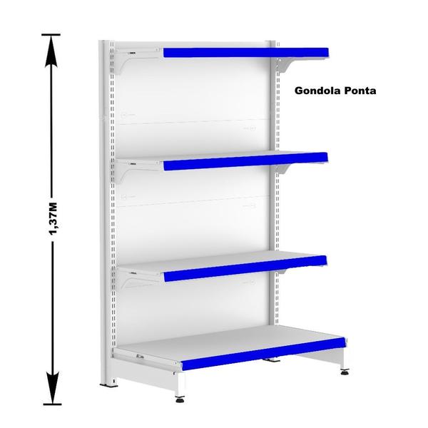 Imagem de Gondola Centro 137 Fit Ate 6 Metros 2 Ponta Branco 56b Pe Azul