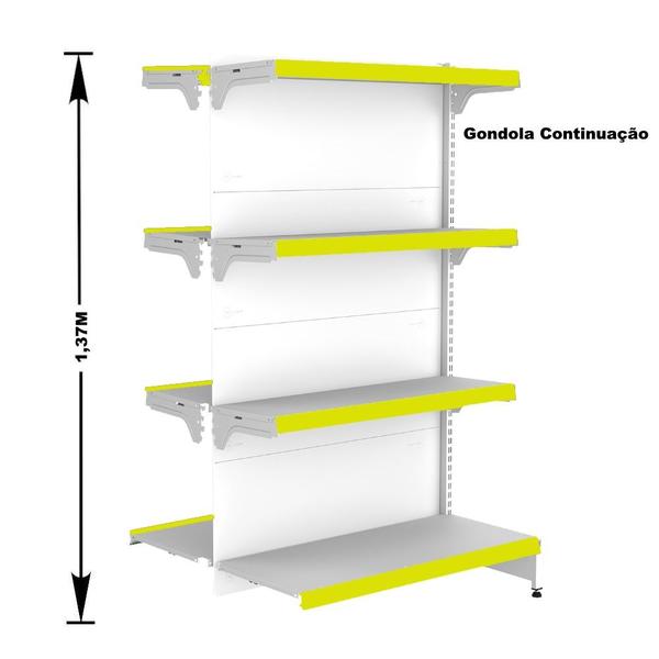 Imagem de Gondola Centro 137 Fit Ate 6 Metros Branco 48 Bandeja Pe Amarelo