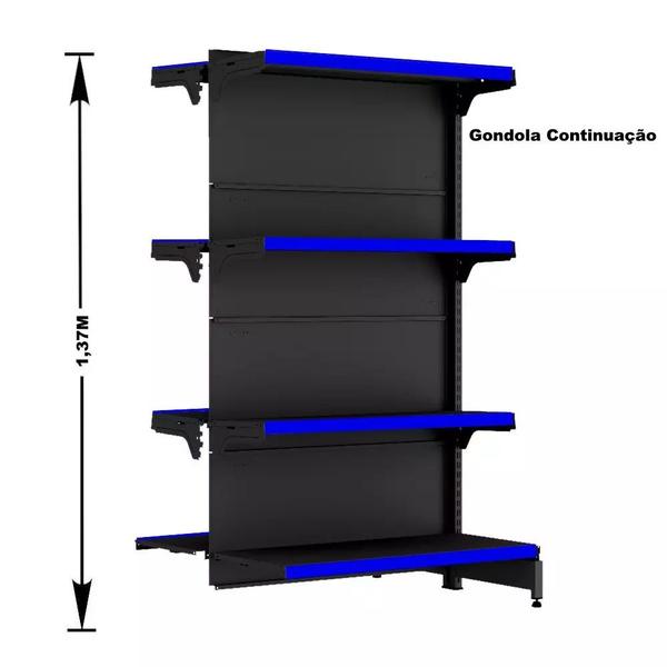Gondola Centro 137 FIT Continuação Preto 8 Bandeja Pe Azul - AMAPÁ Imagem de Gondola Centro 137 FIT Continuação Preto 8 Bandeja Pe Azul
