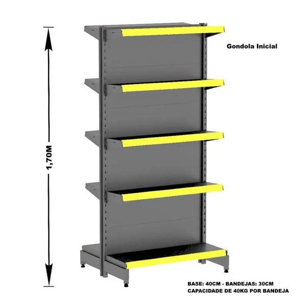 Imagem de Gondola Centro 170 Amapa Flex 40 Kit 3 Metros 1 Ponta Preto - Amapá - 2250