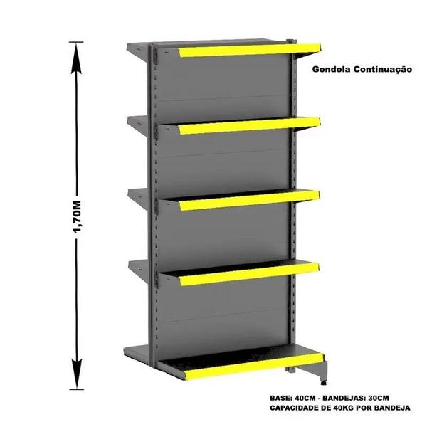 Imagem de Gondola Centro 170 Amapa Flex Kit 2 Metros 1 Ponta Preto - Amapá