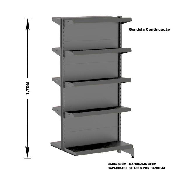 Imagem de Gondola Centro 170 Amapa Flex Kit 2 Metros 1 Ponta Preto SPE