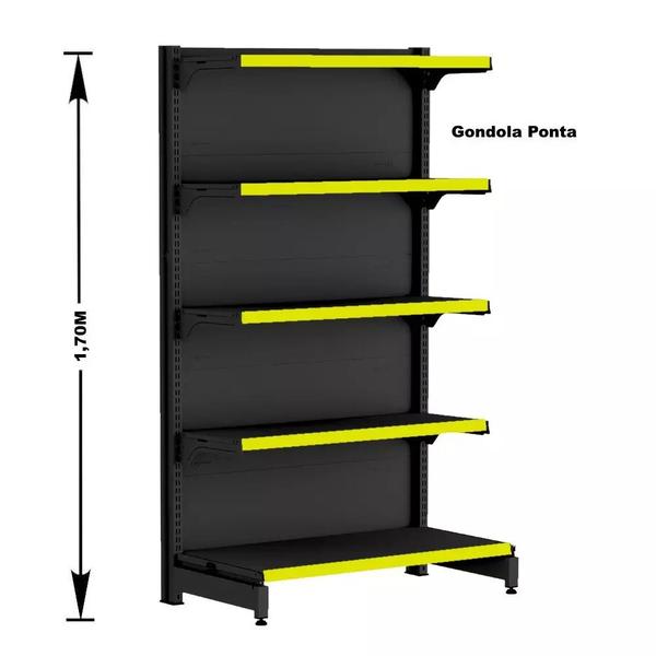 Imagem de Gondola Centro 170 Fit Ate 2 Metros 1 Ponta Preto 25b Pe Amarelo