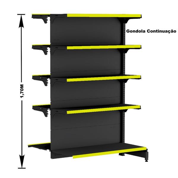 Imagem de Gondola Centro 170 Fit Ate 2 Metros 1 Ponta Preto 25b Pe Amarelo