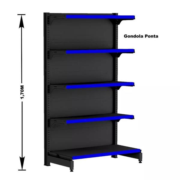 Imagem de Gondola Centro 170 Fit Ate 2 Metros 1 Ponta Preto 25b Pe Azul