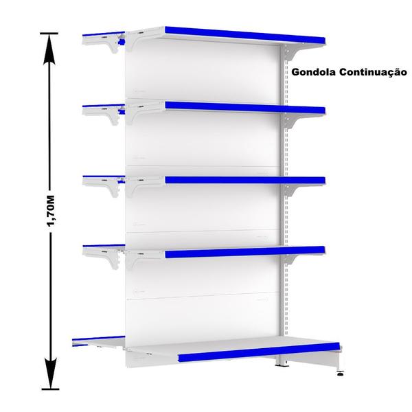 Imagem de Gondola Centro 170 Fit Ate 2 Metros Branco 20 Bandeja Pe Azul