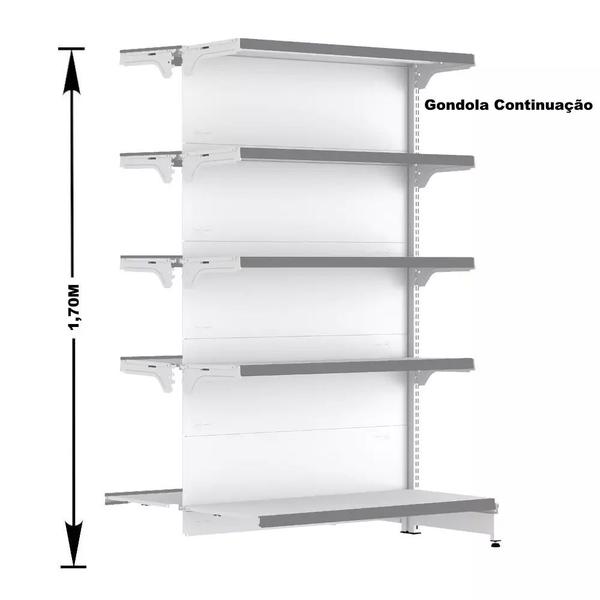 Imagem de Gondola Centro 170 Fit Ate 3 Metros 1 Ponta Branco 35b Pe Cinza