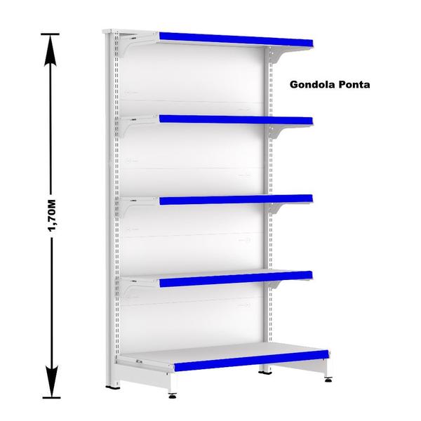 Imagem de Gondola Centro 170 Fit Ate 3 Metros 2 Ponta Branco 40b Pe Azul