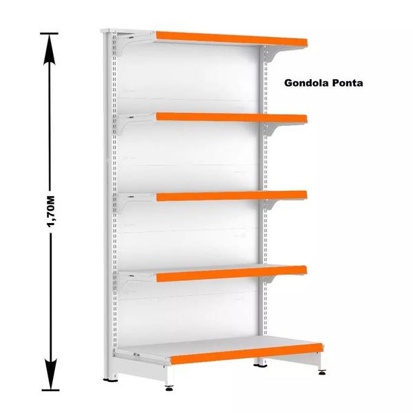 Imagem de Gondola Centro 170 Fit Ate 4 Metros 1 Ponta Branco 45b Pe Laranja