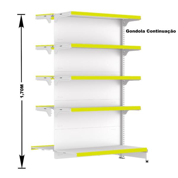 Imagem de Gondola Centro 170 Fit Ate 5 Metros Branco 50 Bandeja Pe Amarelo