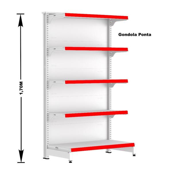 Imagem de Gondola Centro 170 Fit Ate 6 Metros 1 Ponta Branco 65b Pe Vermelho