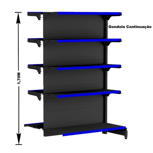 Imagem de Gondola Centro 170 Fit Ate 6 Metros 1 Ponta Preto 65b Pe Azul