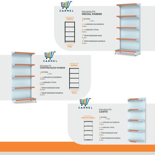 Imagem de Gôndola Fit 40 Parede 1 Inicial e 4 Continuações 1,70 m Amapá