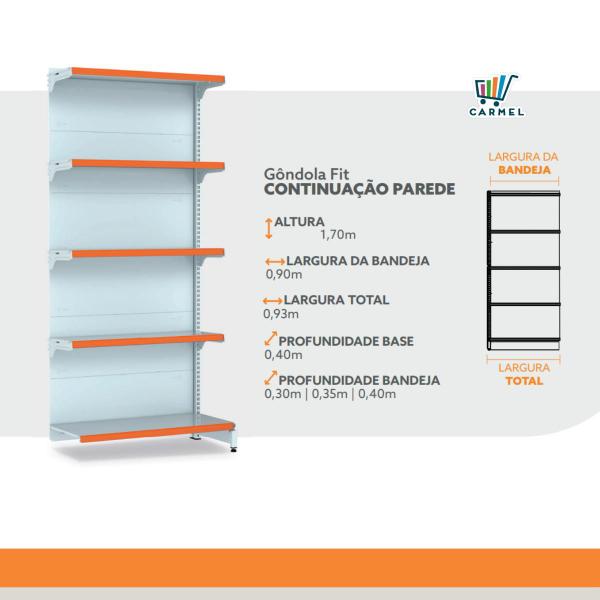 Imagem de Gôndola Fit 40 Parede 1 Inicial e 4 Continuações 1,70 m Amapá