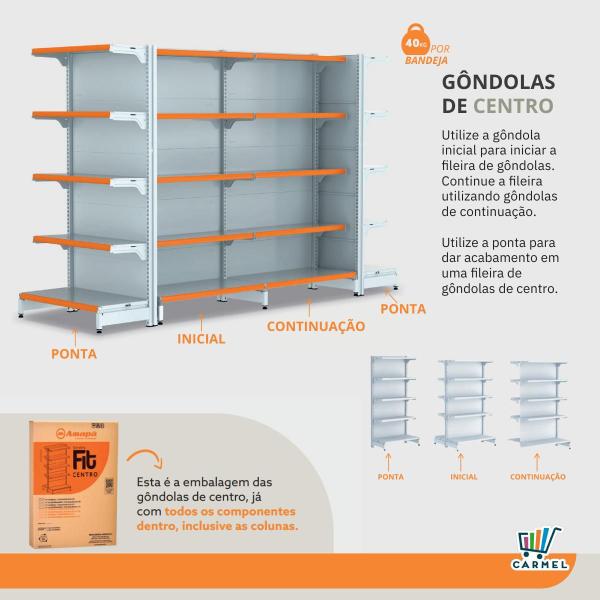 Imagem de Gôndola Fit Centro 1 Inicial E 3 Continuações 1,37m De Mercado Amapá