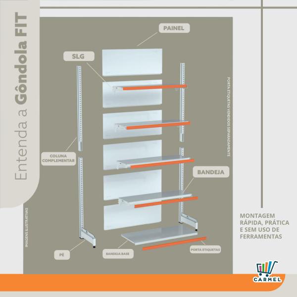 Imagem de Gôndola Fit De Centro 1 Inicial E 1 Continuação 1,37m Bandejas 40kg Amapá