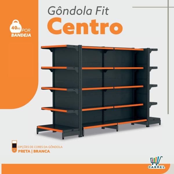 Imagem de Gôndola Fit De Centro 1 Inicial E 1 Continuação 1,37m Bandejas 40kg Amapá