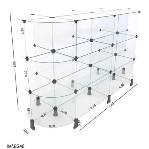 Imagem de Gôndola Modulado em Vidro - 1,60 x 1,00 x 0,60