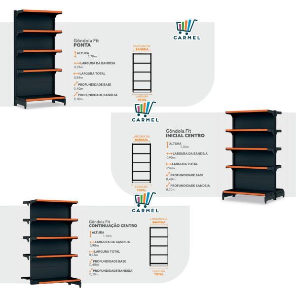 Imagem de Gôndola Para Mercados Centro 1 Inicial E 2 Continuações 1,70m Fit Amapá