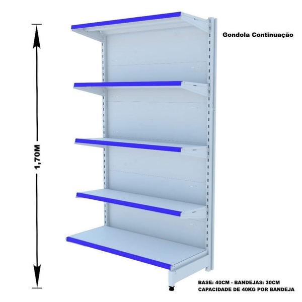 Imagem de Gondola Parede 170 Amapa Flex Kit 2 Metros Branco PE Az - Amapá
