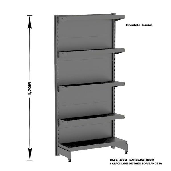 Imagem de Gondola Parede 170 Amapa Flex Kit 4 Metros Preto SPE