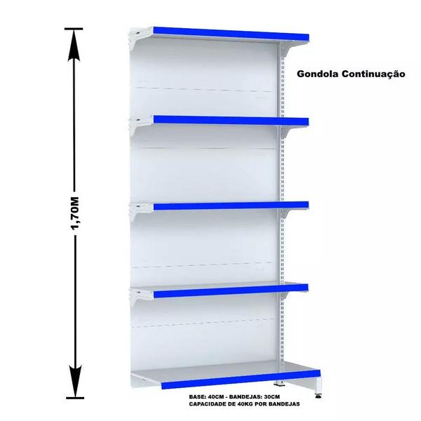 Imagem de Gondola Parede 170 Fit Ate 2 Metros Branco 10 Bandeja Pe Azul