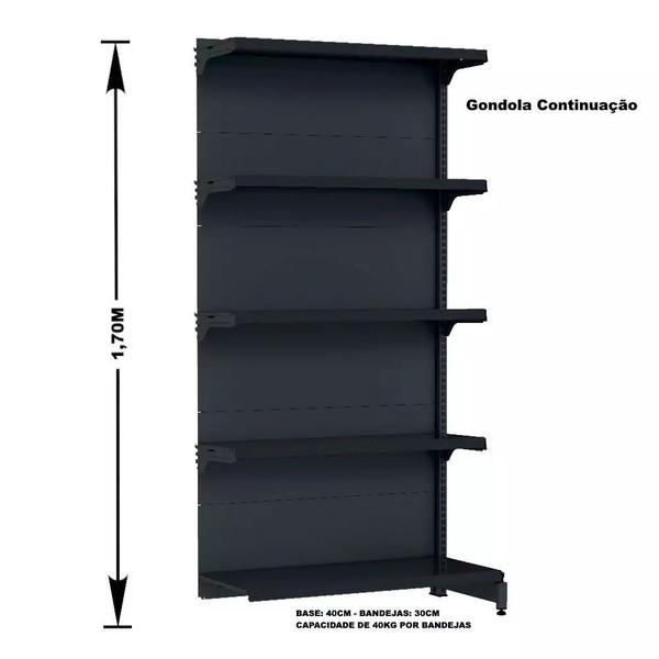 Gondola Parede 170 Fit Ate 2 Metros Preto 10 Bandeja Sp Etiqueta - AMAPÁ Imagem de Gondola Parede 170 Fit Ate 2 Metros Preto 10 Bandeja Sp Etiqueta