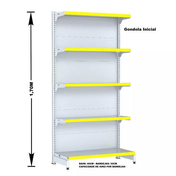 Imagem de Gondola Parede 170 Fit Ate 3 Metros 1 Canto Branco 20b Pe Amarelo