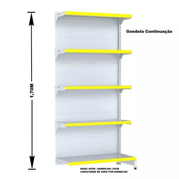 Imagem de Gondola Parede 170 Fit Ate 3 Metros 1 Canto Branco 20b Pe Amarelo