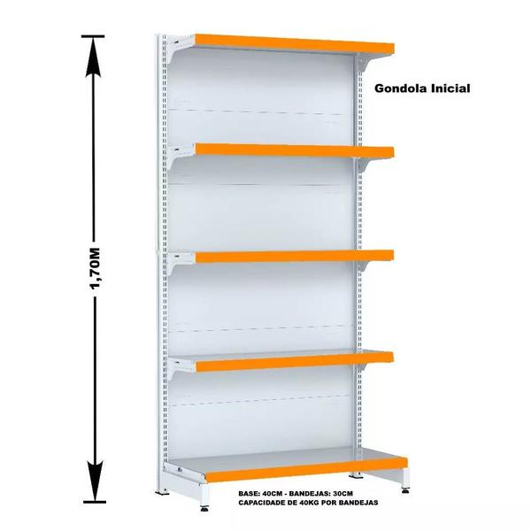 Imagem de Gondola Parede 170 Fit Ate 3 Metros 1 Canto Branco 20b Pe Laranja