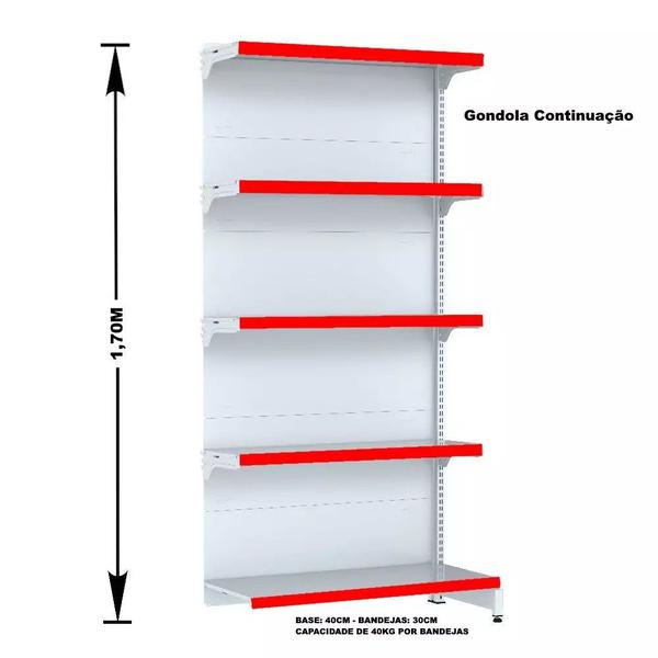 Gondola Parede 170 Fit Ate 3 Metros Branco 15 Bandeja Pe Vermelho - AMAPÁ Imagem de Gondola Parede 170 Fit Ate 3 Metros Branco 15 Bandeja Pe Vermelho