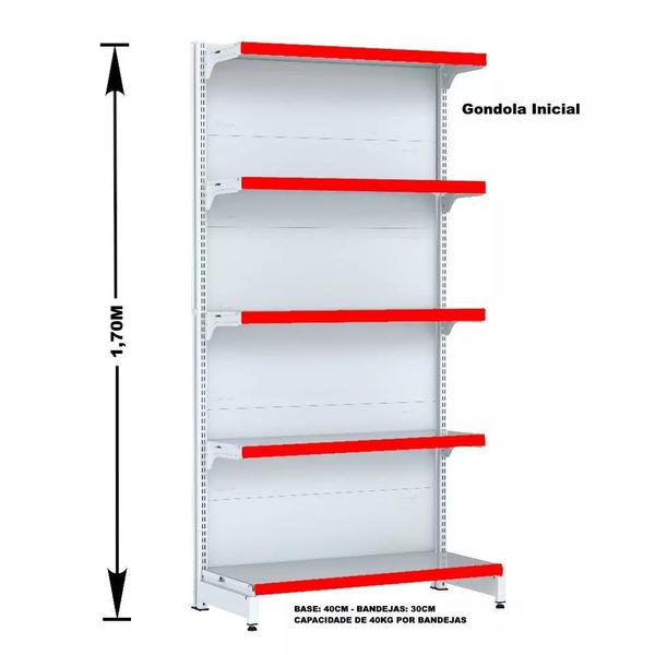 Gondola Parede 170 Fit Ate 3 Metros Branco 15 Bandeja Pe Vermelho - AMAPÁ Imagem de Gondola Parede 170 Fit Ate 3 Metros Branco 15 Bandeja Pe Vermelho