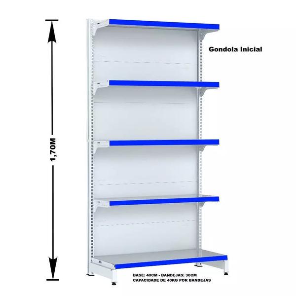 Imagem de Gondola Parede 170 Fit Ate 4 Metros 1 Canto Branco 25b Pe Azul