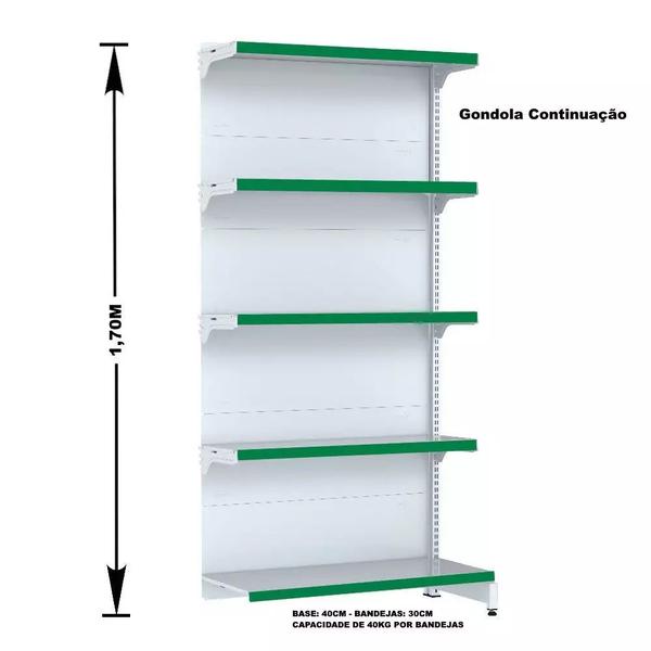 Imagem de Gondola Parede 170 Fit Ate 4 Metros 1 Canto Branco 25b Pe Verde