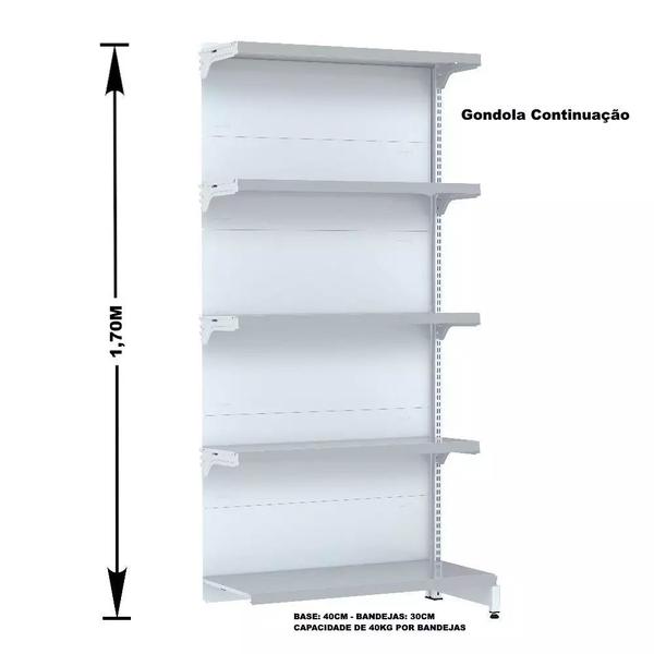 Imagem de Gondola Parede 170 Fit Continuação Branco 5 Bandeja Sp Etiqueta