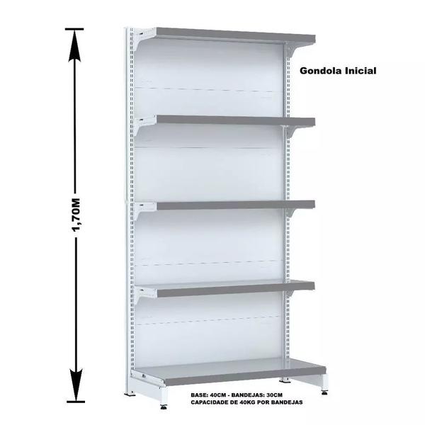Gondola Parede 170 Fit Inicial Branco 5 Bandeja Pe Cinza - AMAPÁ Imagem de Gondola Parede 170 Fit Inicial Branco 5 Bandeja Pe Cinza