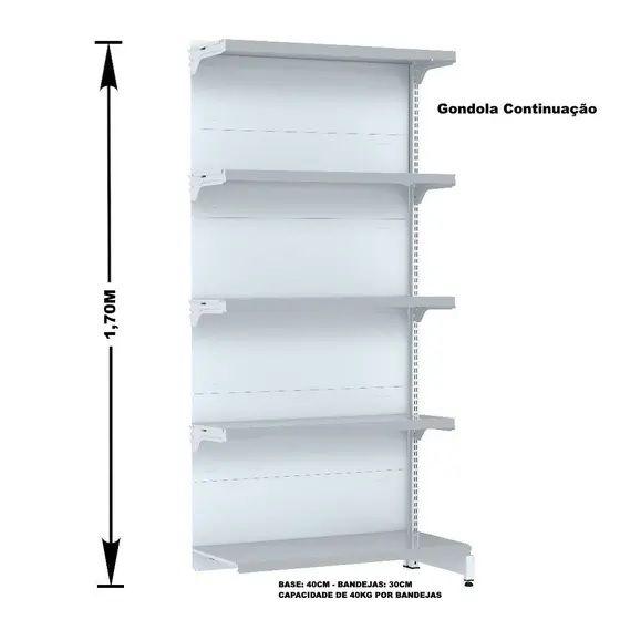 Imagem de Gondola Parede 170 Fit Kit 2 Metros Branco 10 Bandeja Sp Etiqueta - Amapá