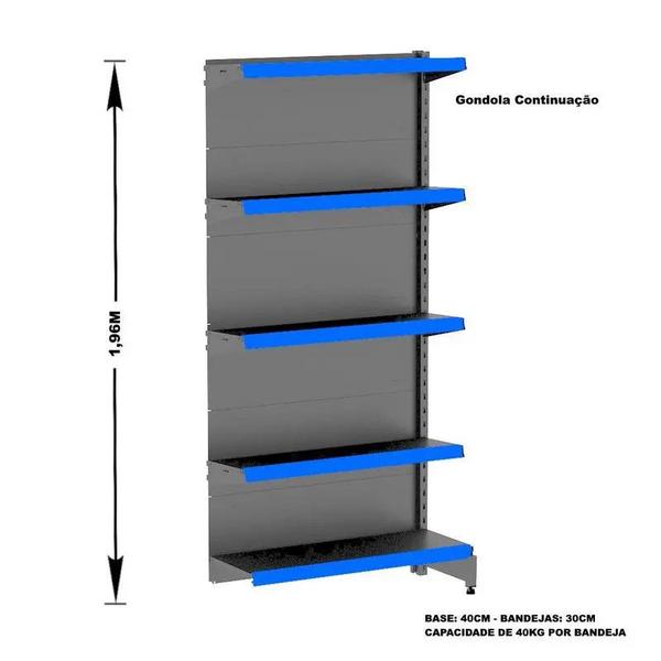 Imagem de Gondola Parede 196 Amapa Flex Kit 3 Metros Preto Pe Az - Amapá