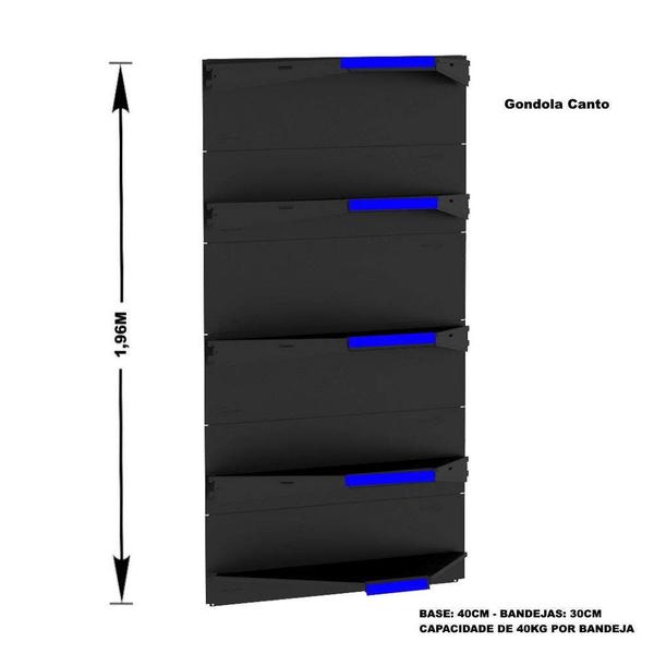 Imagem de Gondola Parede 196 Amapa Flex Kit 6 Metros 1 Canto Preto Pe Az - Amapá